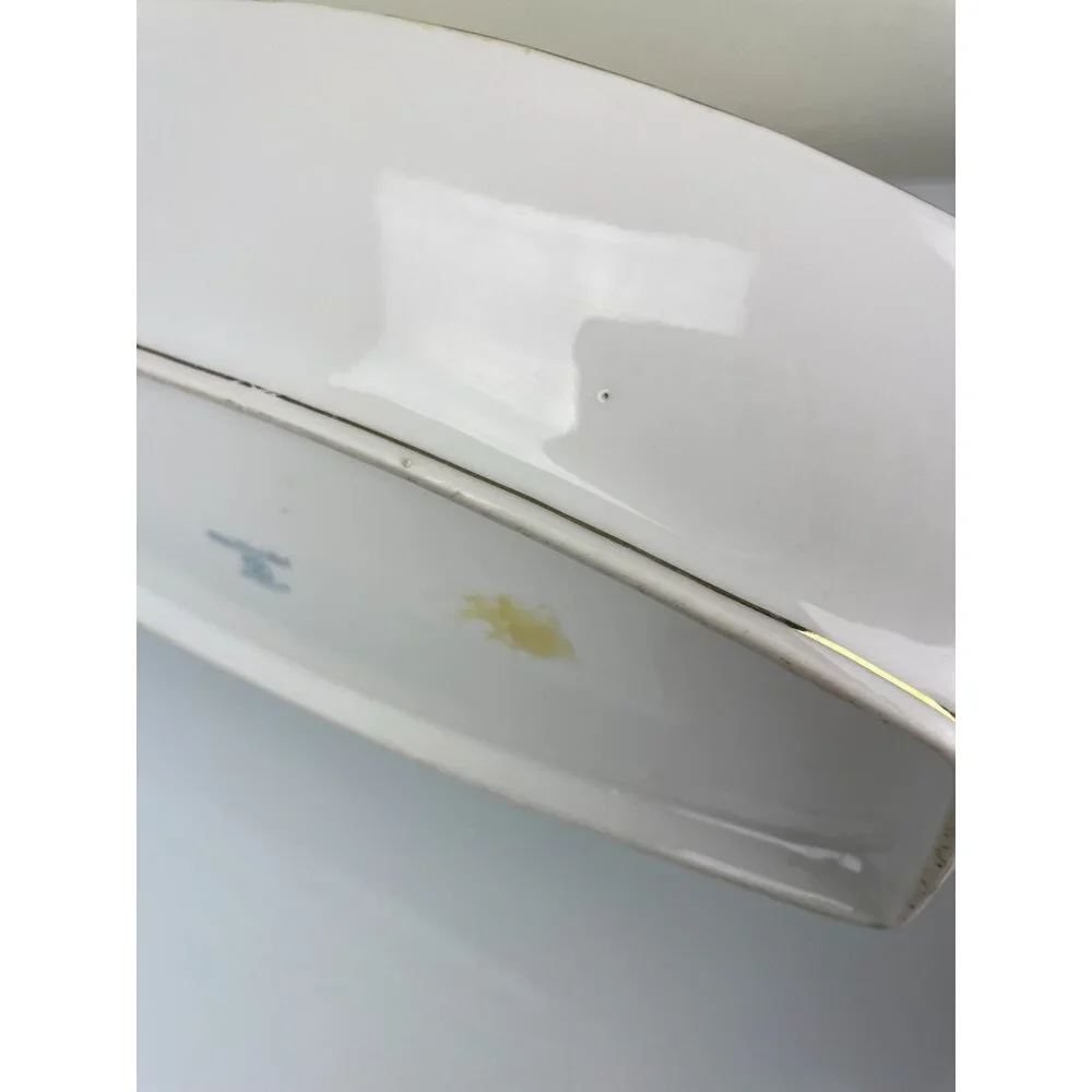 Vintage Hand Painted Nippon Rectangular Serving Platter Gold White Japan